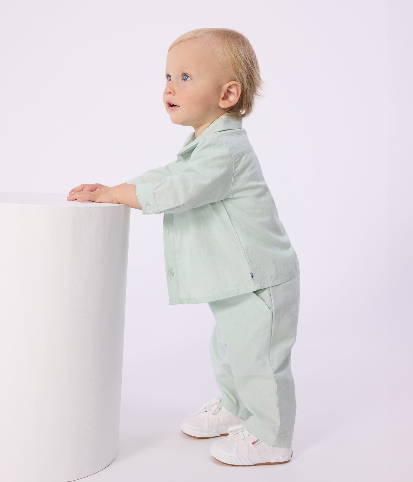 Bomuldshør buks til baby - Mintgrøn/Spray