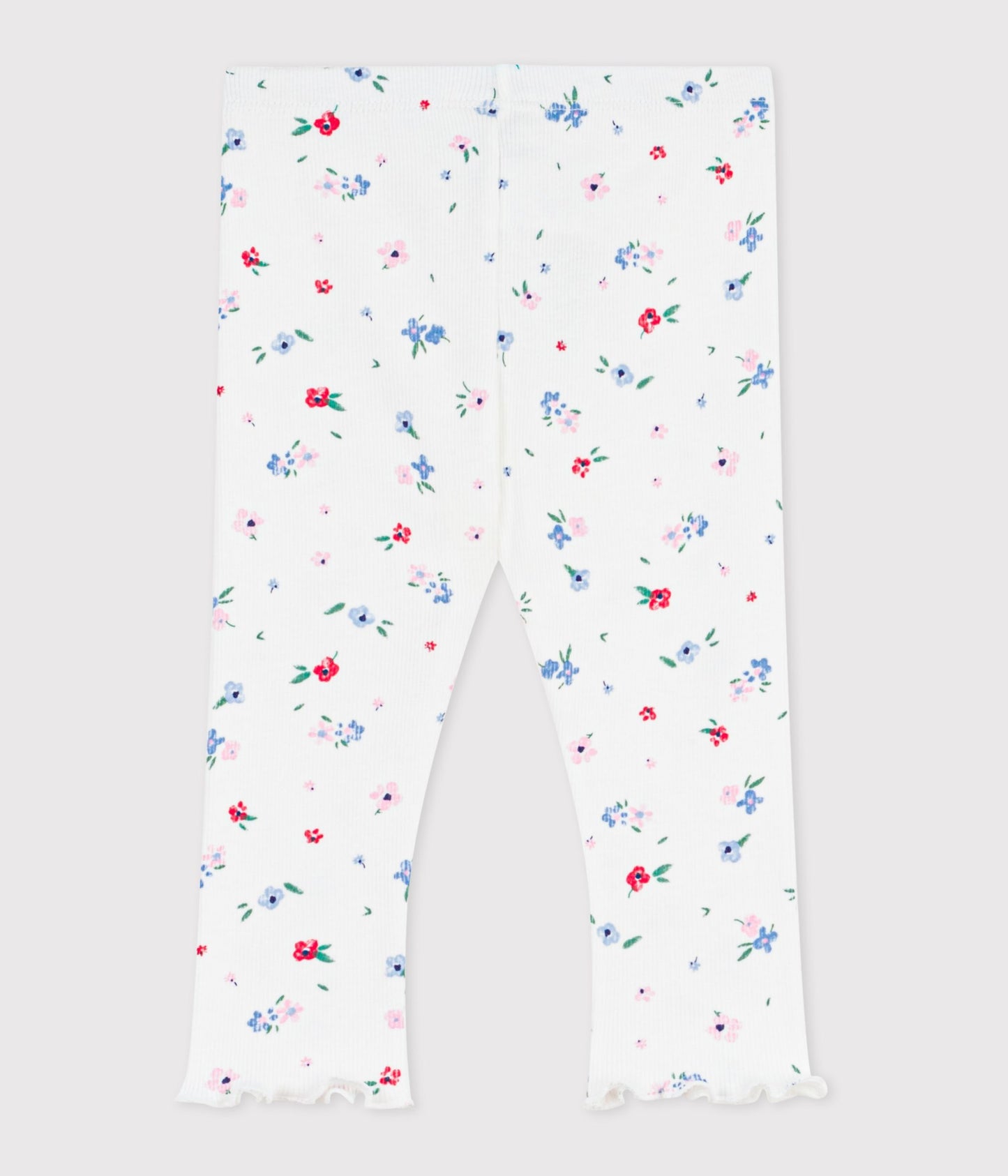 Leggings til baby - Hvide med blomsterprint