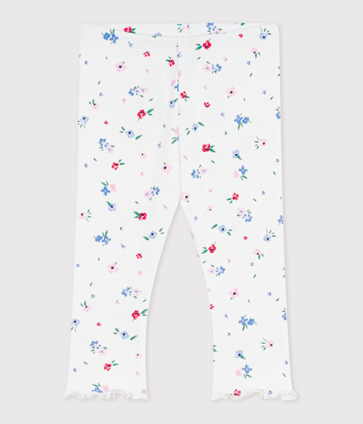 Leggings til baby - Hvide med blomsterprint