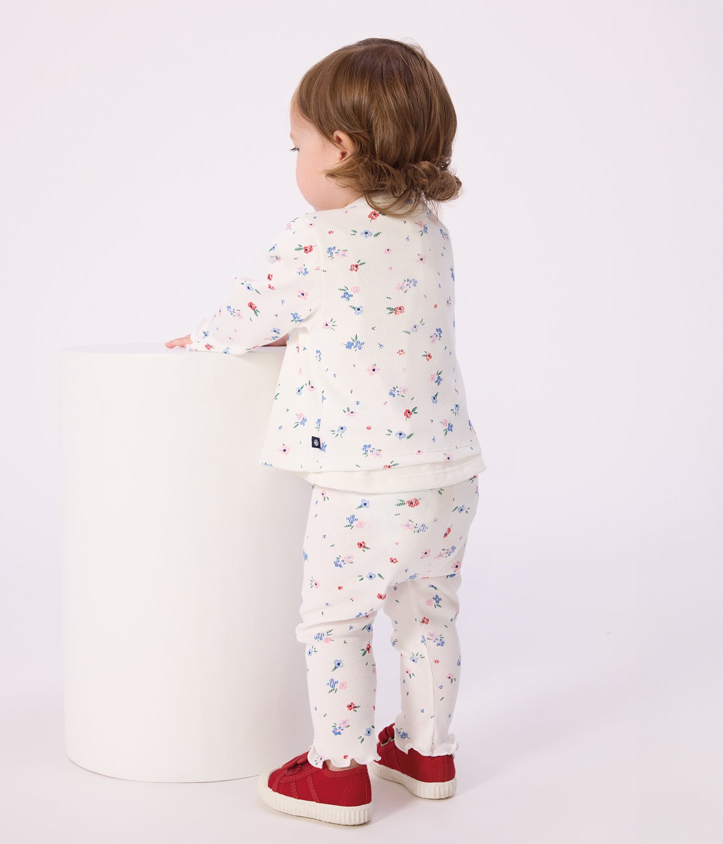 Leggings til baby - Hvide med blomsterprint