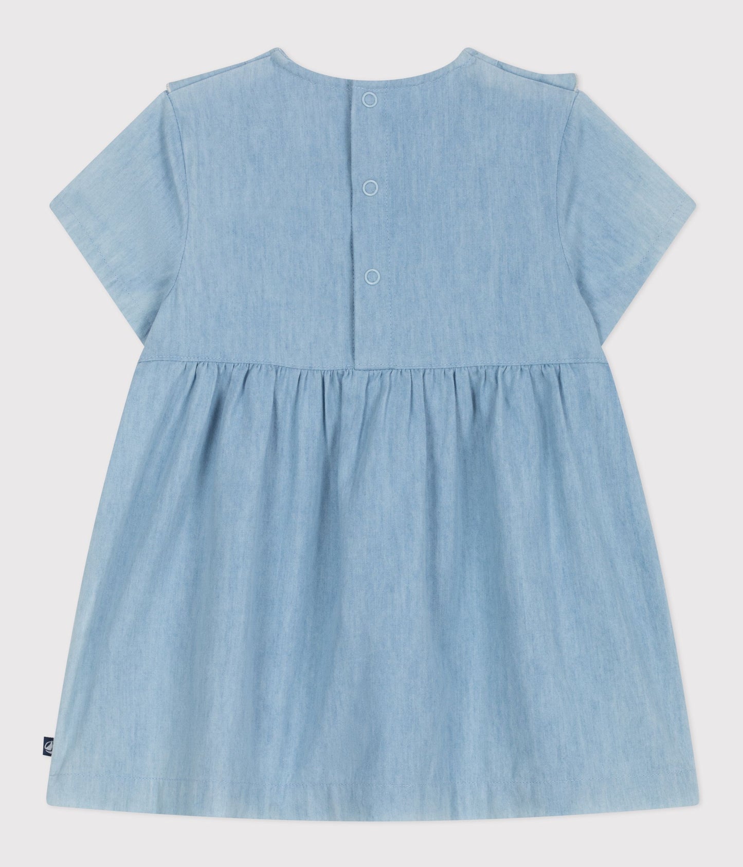 Kjole i chambray-stof til baby - Bleu clair