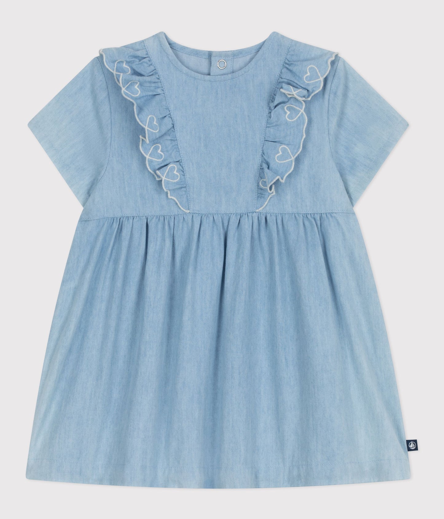 Kjole i chambray-stof til baby - Bleu clair
