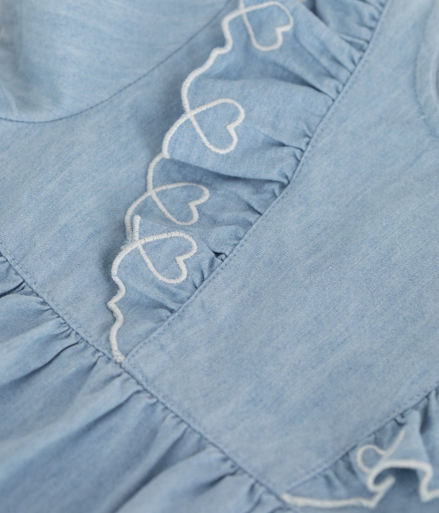 Kjole i chambray-stof til baby - Bleu clair