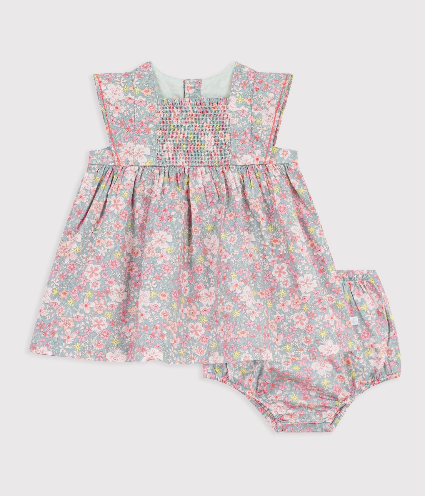 Bomuldskjole til baby med blomster