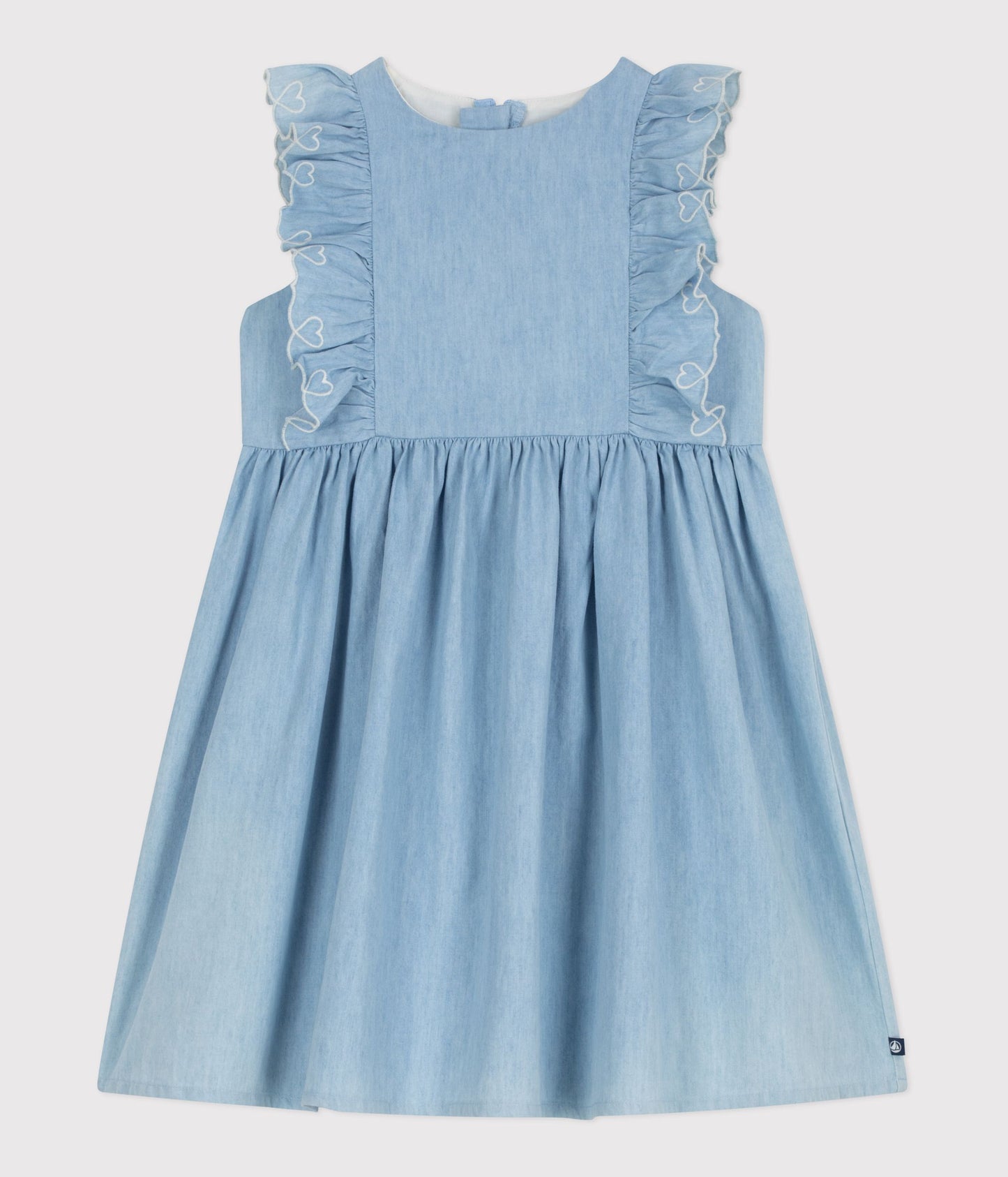 Kjole uden ærmer i chambray-stof - Bleu clair