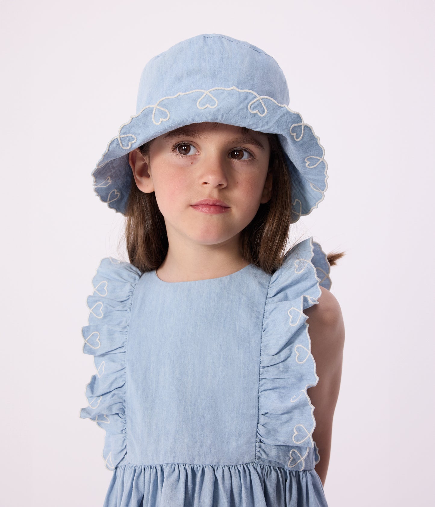 Kjole uden ærmer i chambray-stof - Bleu clair