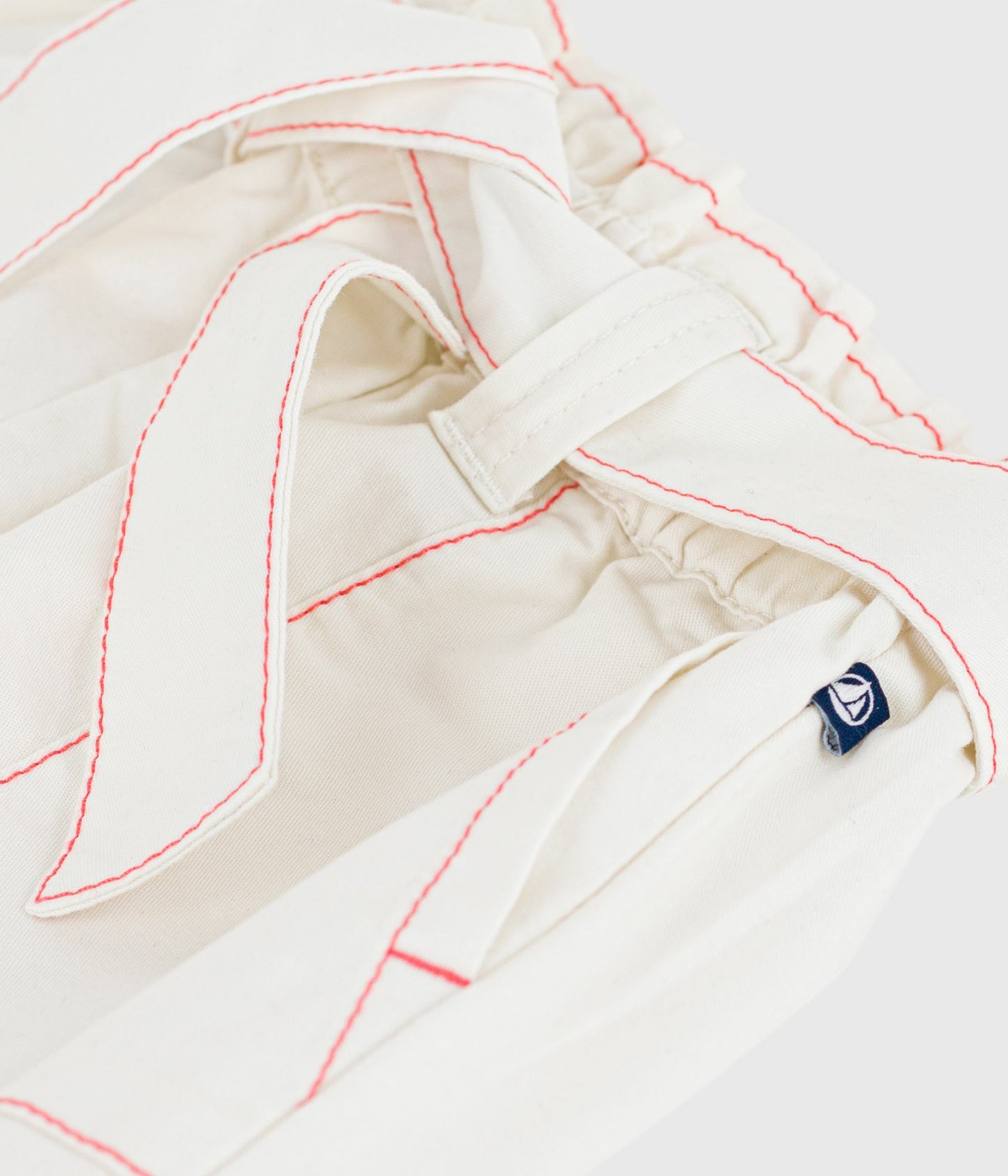 Shorts med bindebånd m/farvede syninger - Marshmallow white
