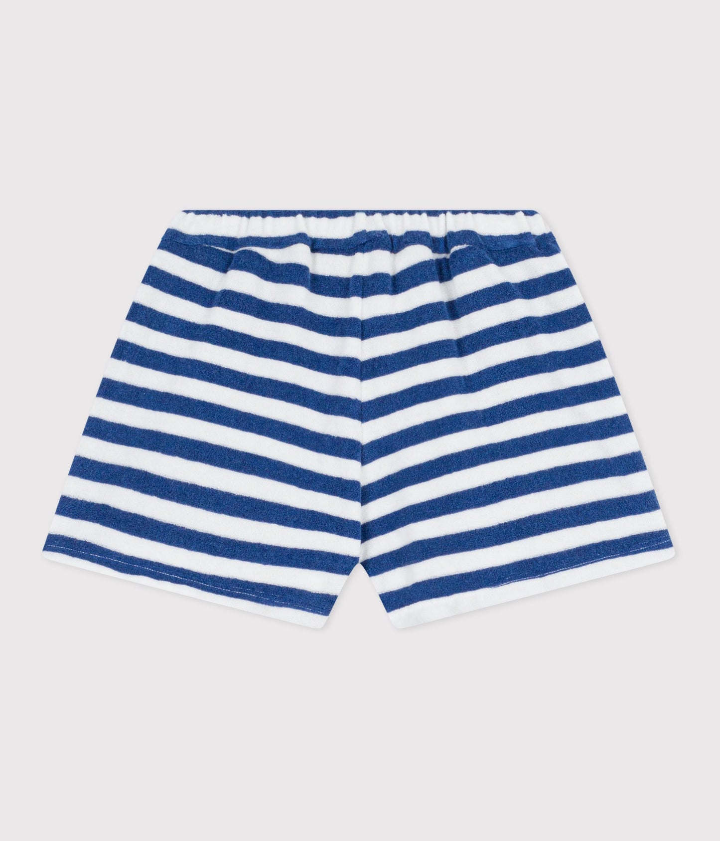 Shorts i bomuldsfrotté til piger - Blå striber