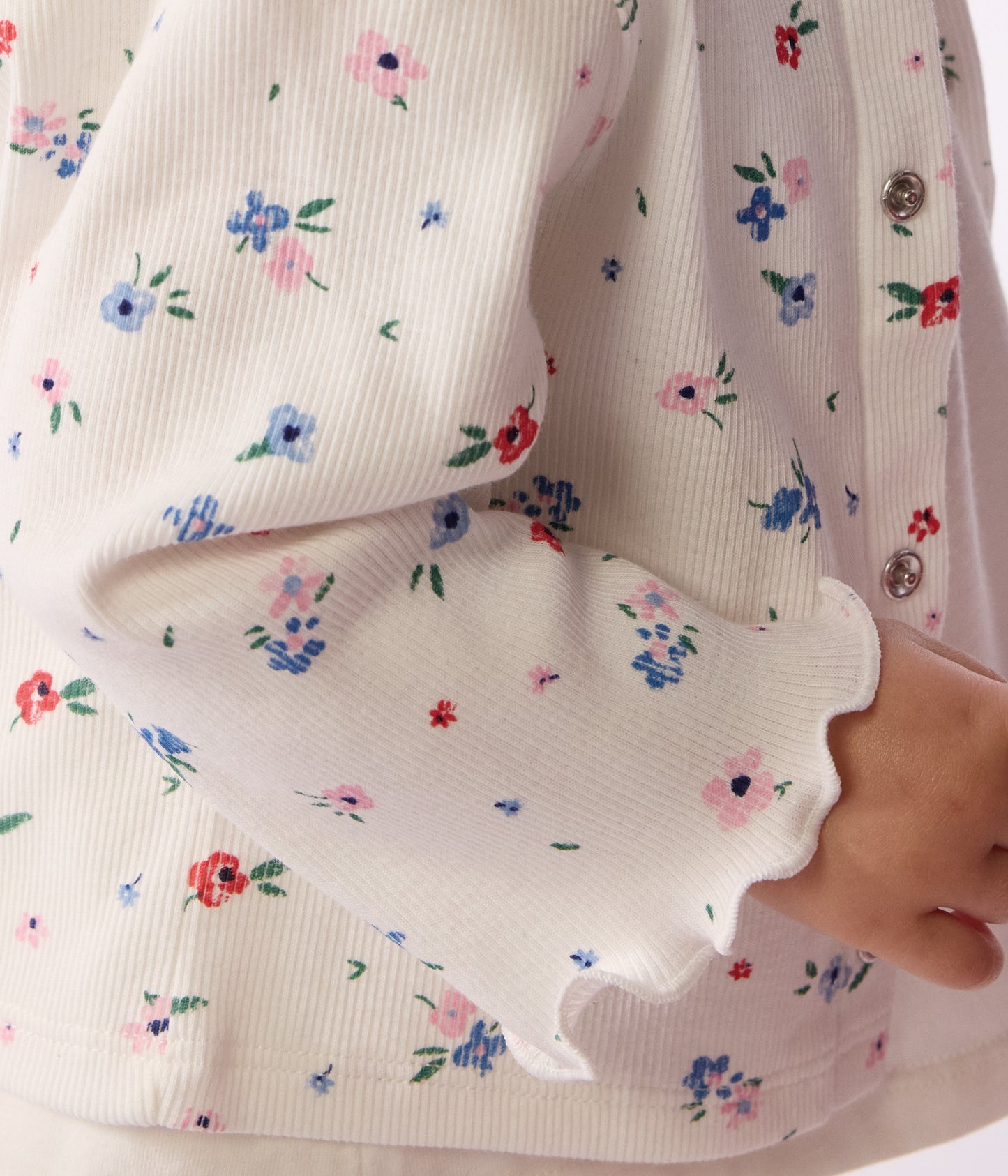 Bomuldscardigan til baby - Hvid med blomsterprint