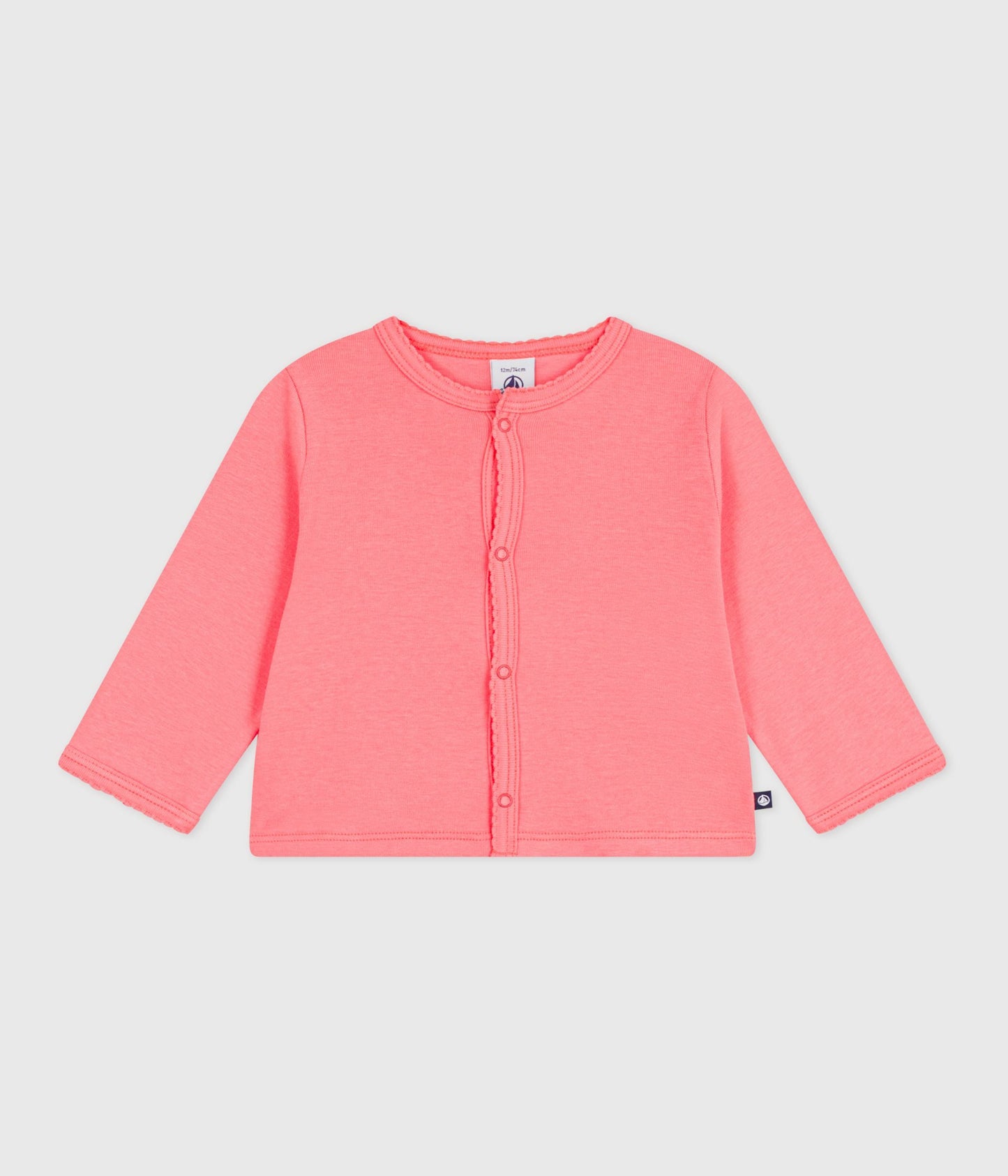 Bomuldscardigan til baby - Lys Koral/Flamand