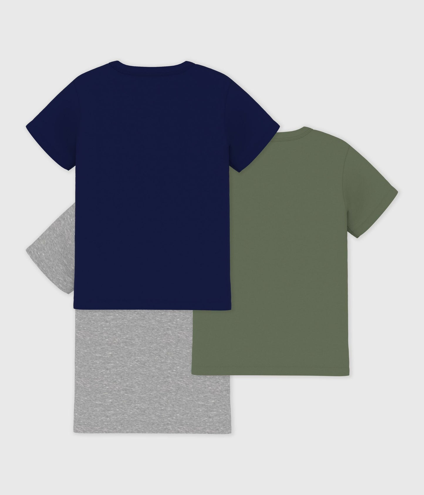 3-pak t-shirts i bomuld - Grå, mørkeblå/olivengrøn