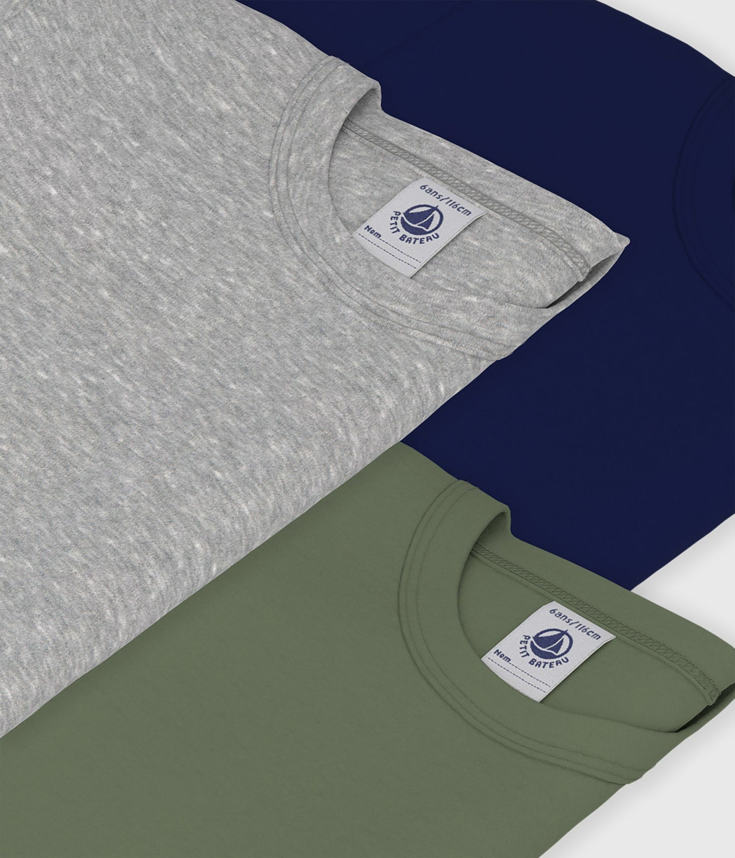3-pak t-shirts i bomuld - Grå, mørkeblå/olivengrøn