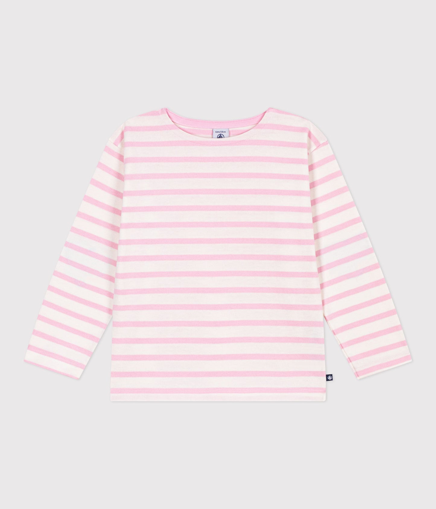 Stribet breton bomuldsbluse - Lyserøde striber