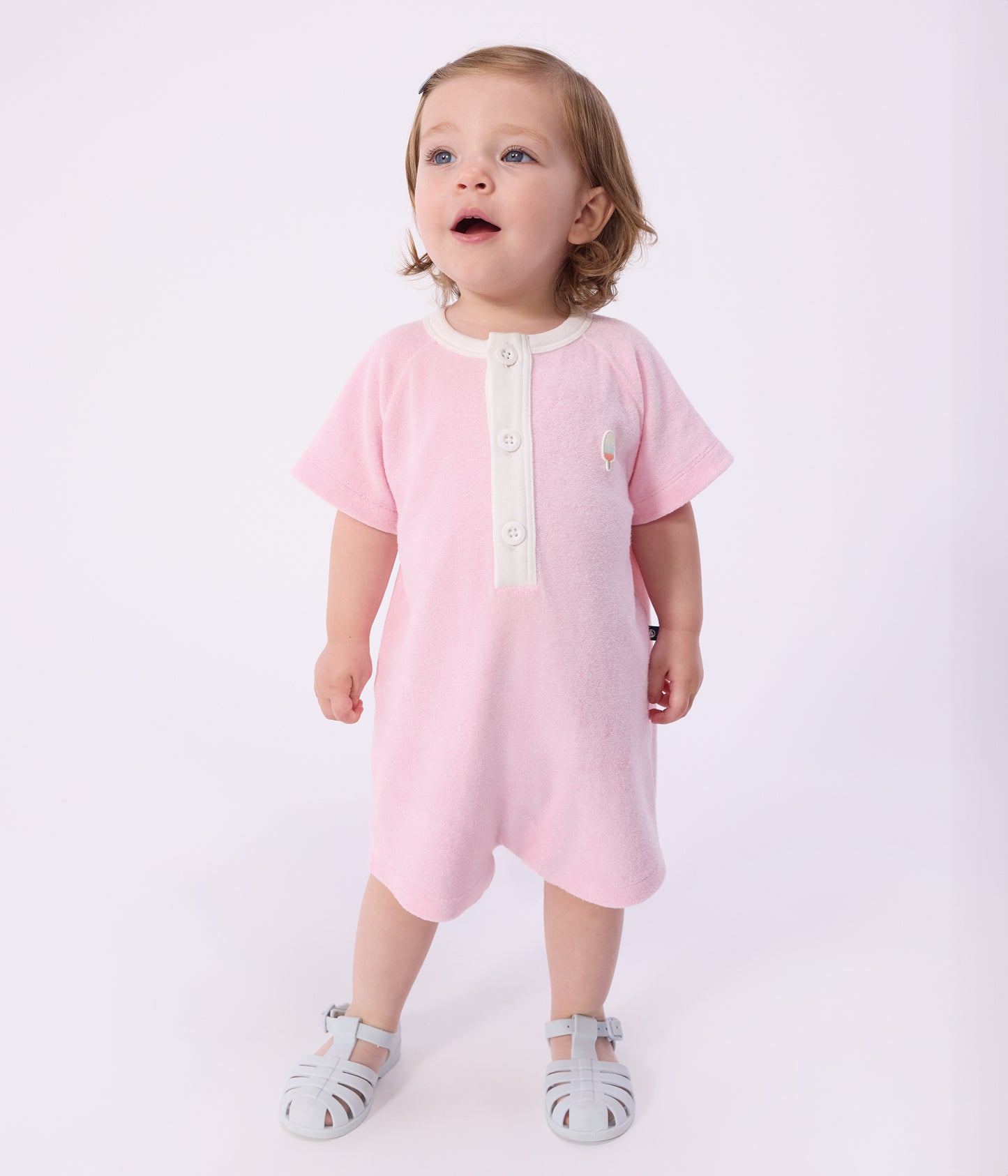 Bomuldsjumpsuit til baby - Lyserød/Marquise