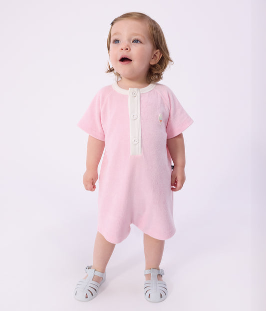 Bomuldsjumpsuit til baby - Lyserød/Marquise