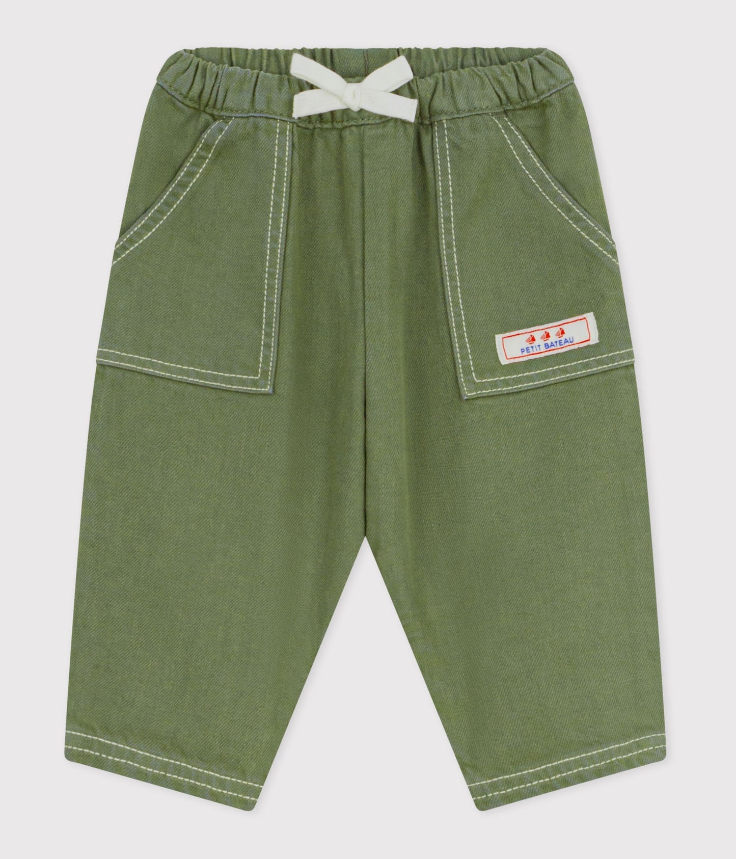 Denim cargobukser til baby - Støvet grøn