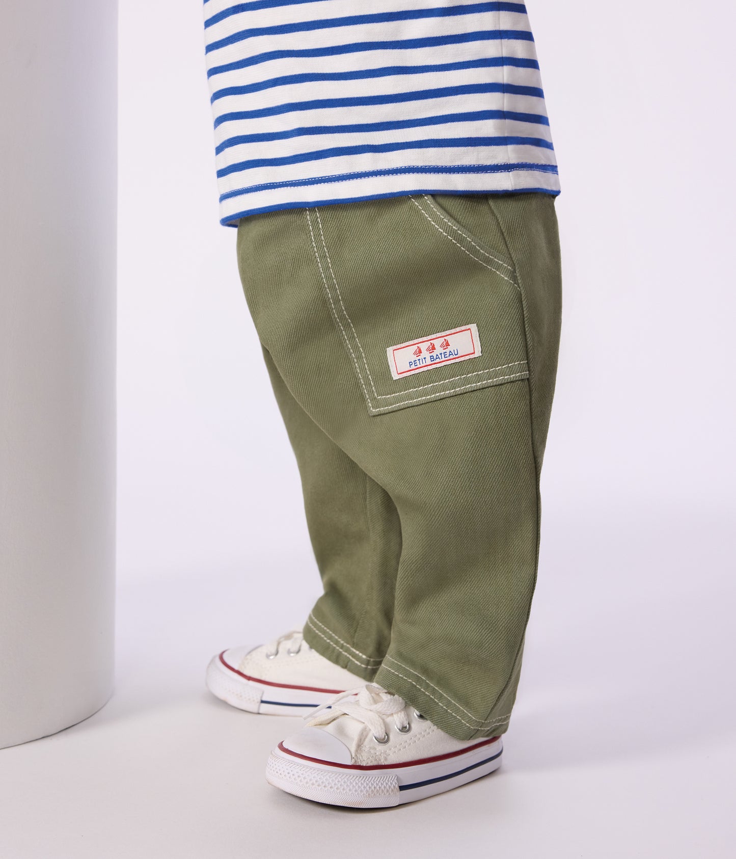 Denim cargobukser til baby - Støvet grøn