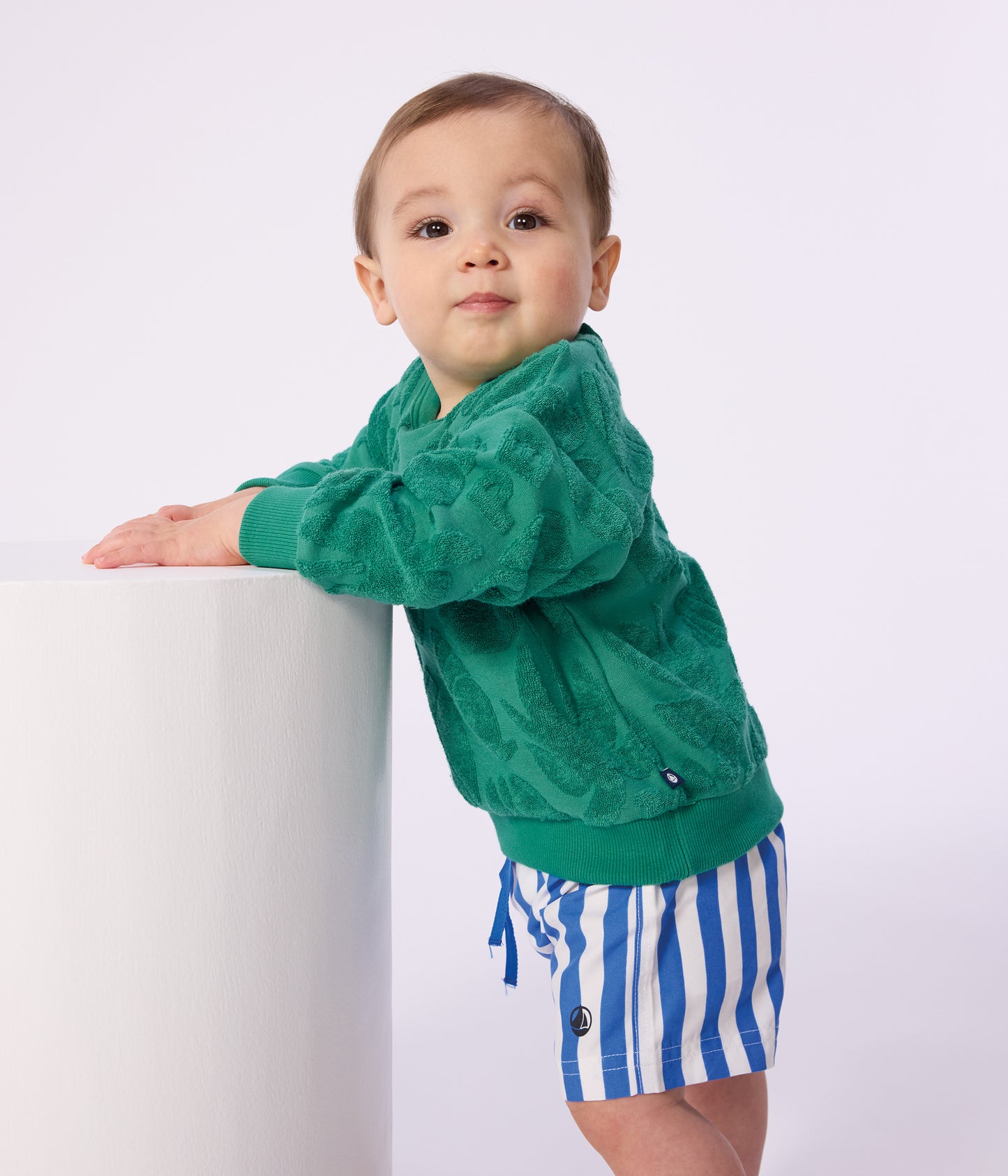 Stribede badebukser til baby - blå