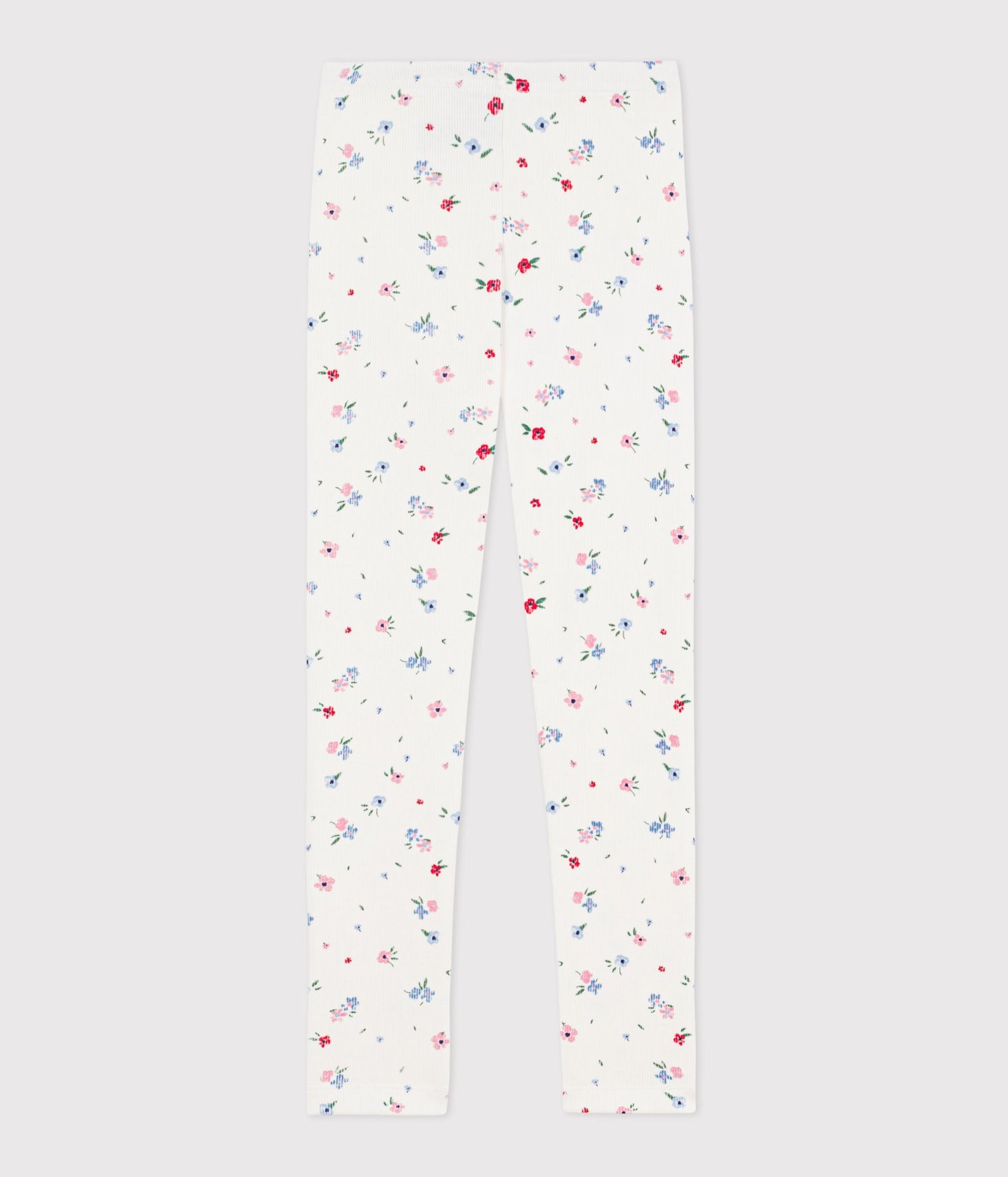Leggings til piger - Hvide med blomsterprint