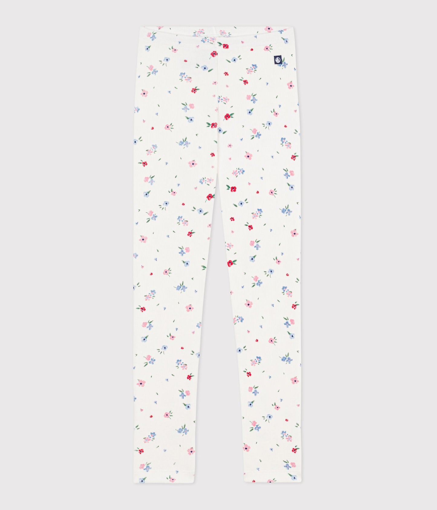 Leggings til piger - Hvide med blomsterprint