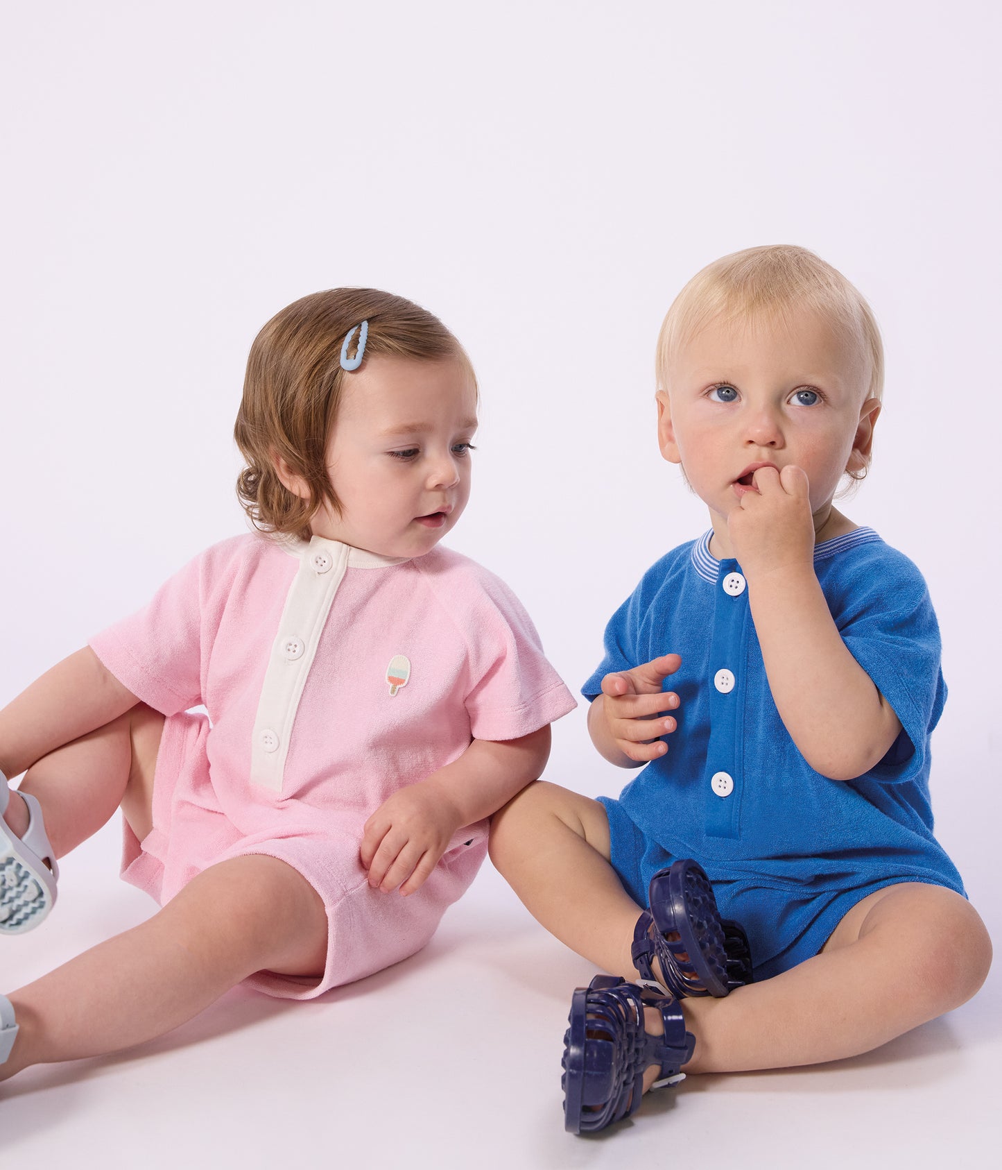 Bomuldsjumpsuit til baby - Blå/Delphinium