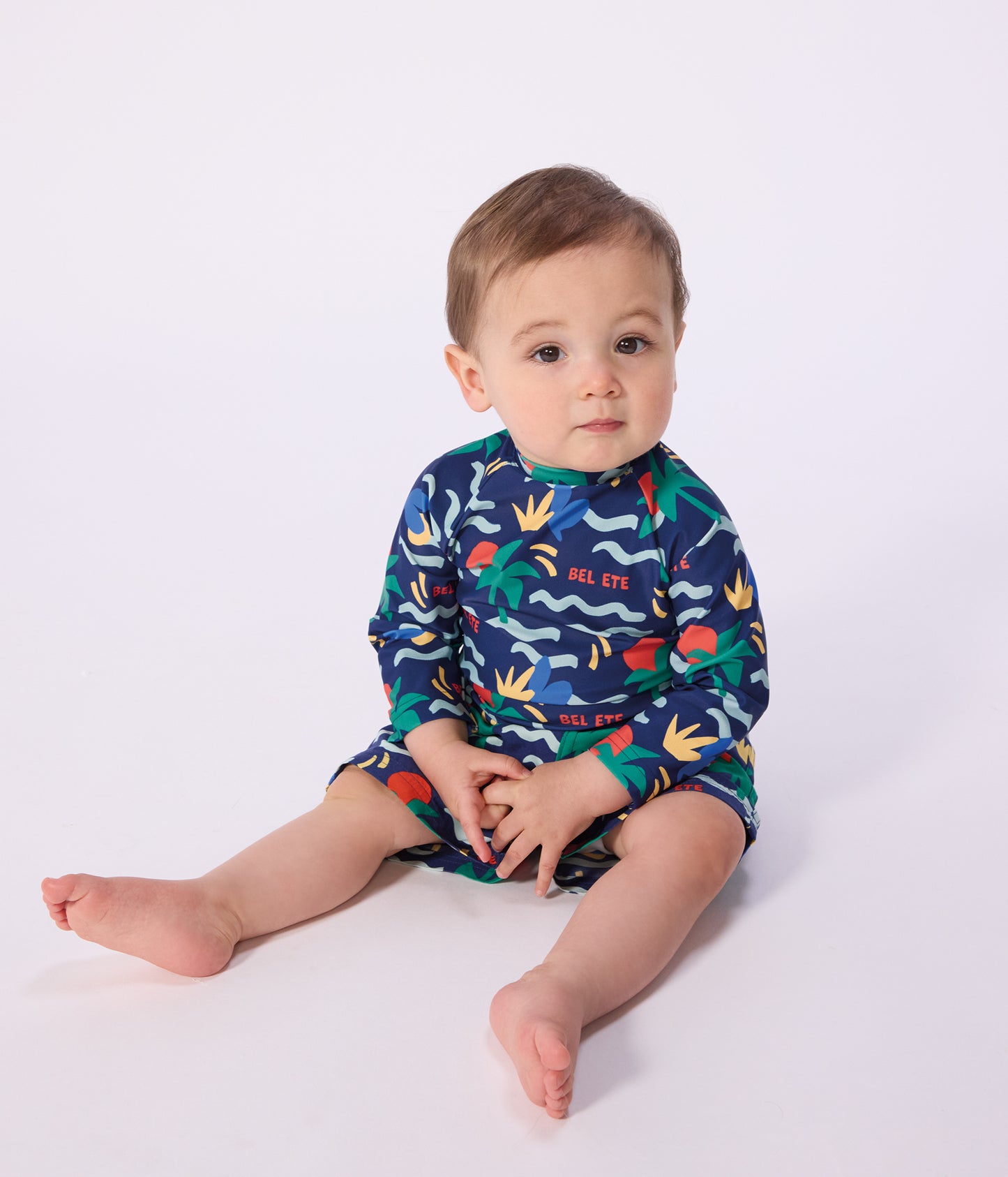 UV-beskyttende bluse med bølgeprint