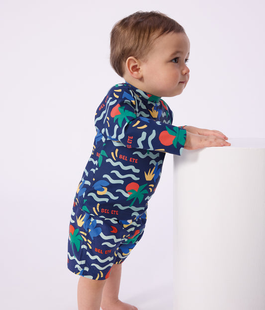 UV-beskyttende bluse med bølgeprint