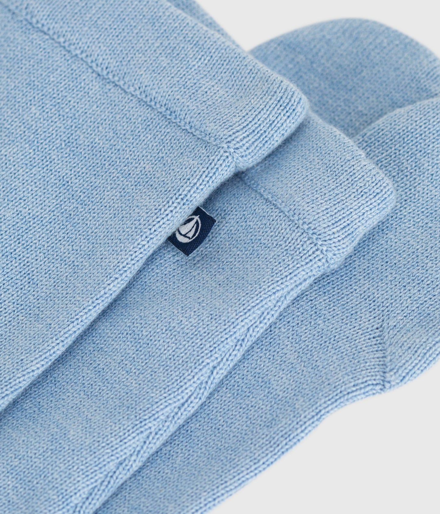 Babybukser med fødder i uld- og bomuldsstrik - Blå/Flo