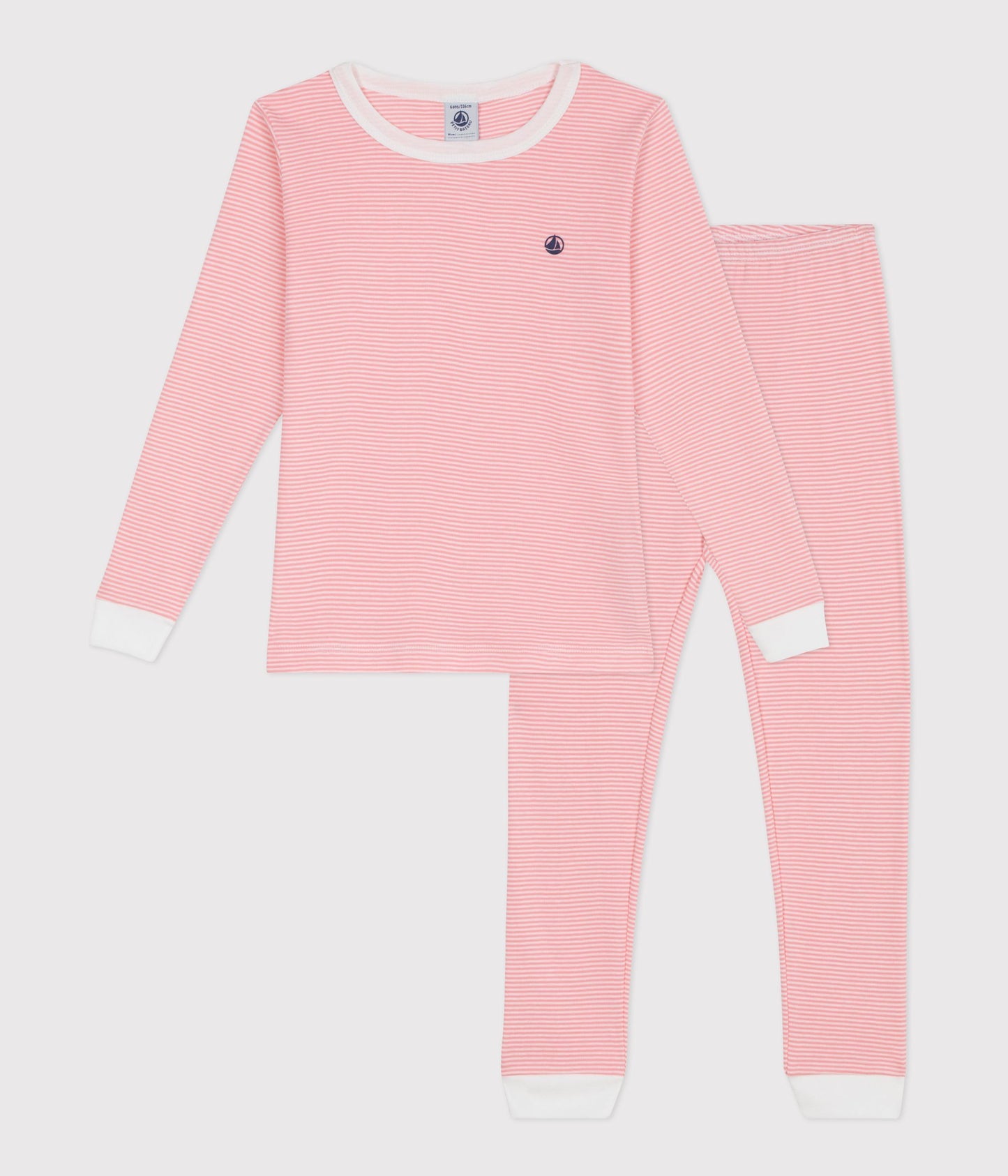 Langærmet pyjamas - Marshmallow/Lyserøde striber