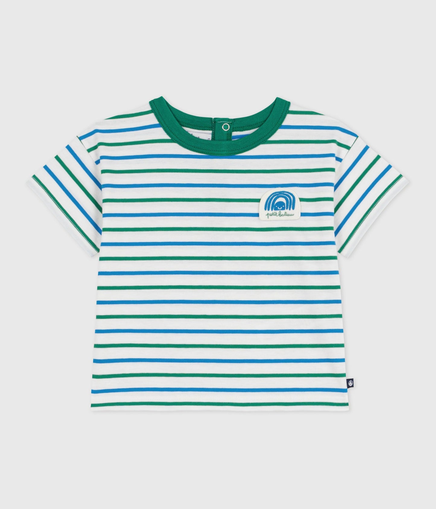 T-shirt til baby - Blå/grøn strib