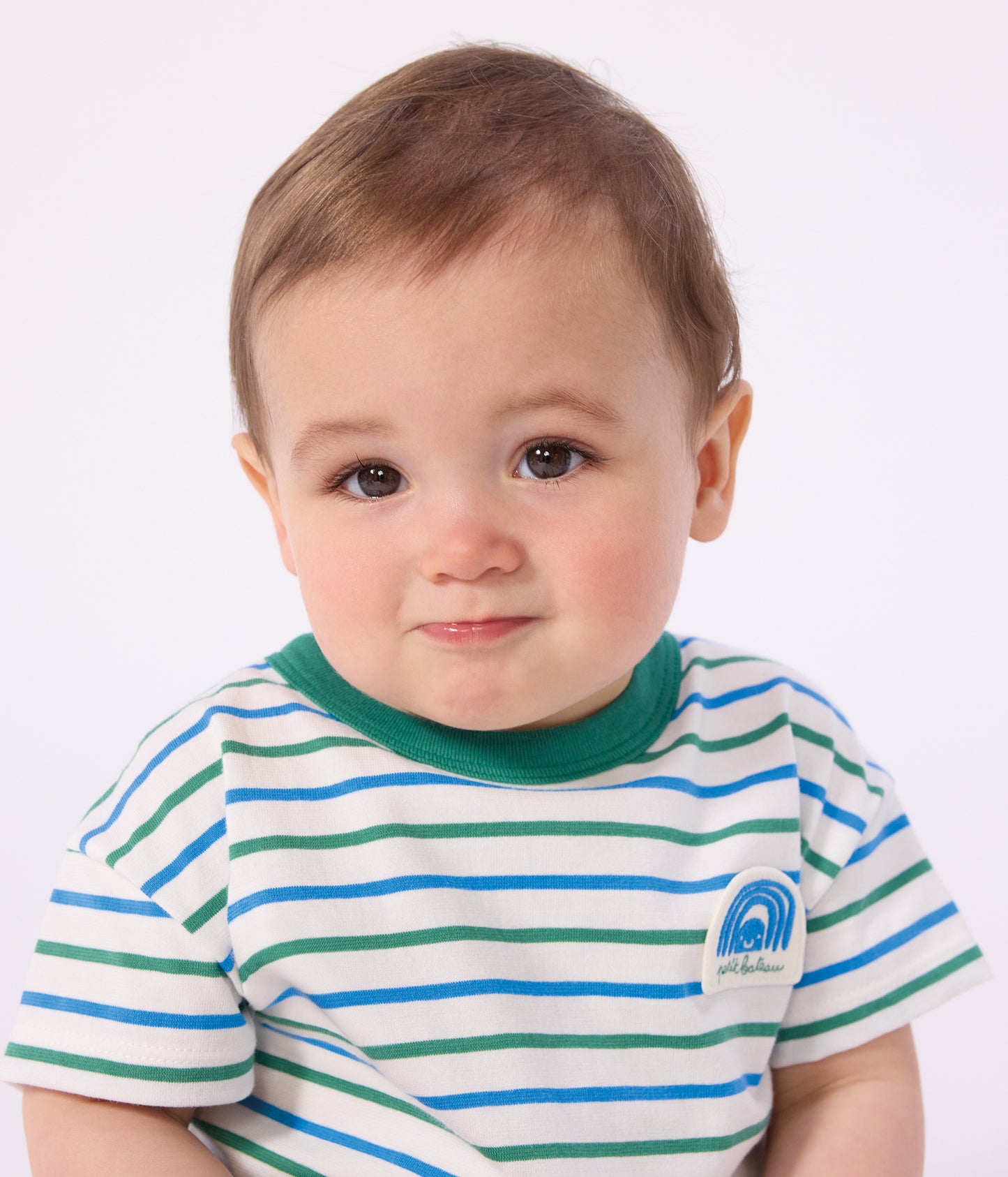 T-shirt til baby - Blå/grøn strib