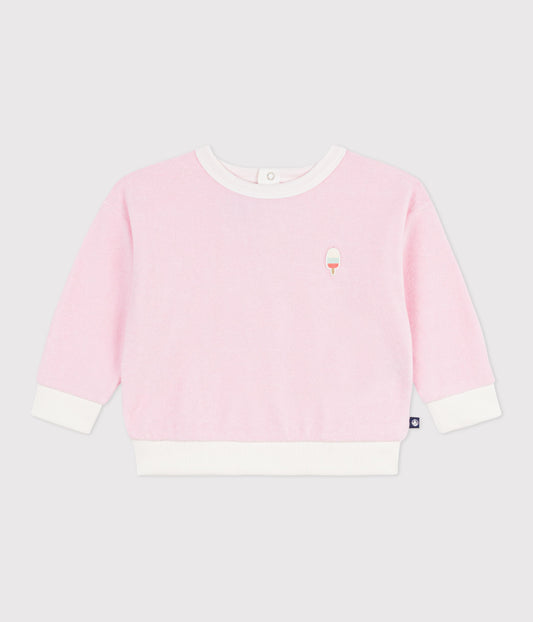 Sweatshirt til baby i bomuldsfrotté - Lyserød/Marquise