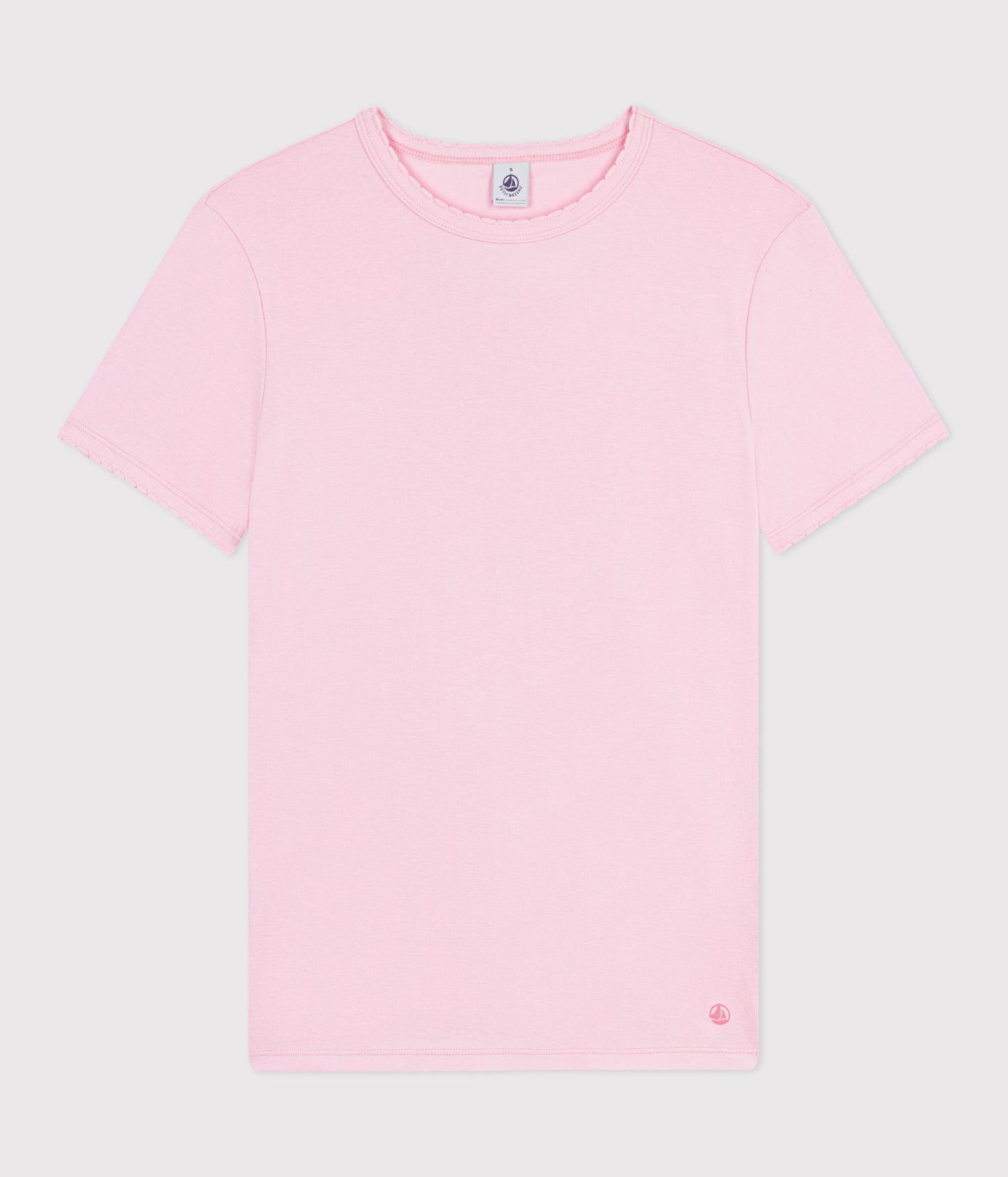 T-shirt med bølgekant til kvinder - Lyserød/Marquise