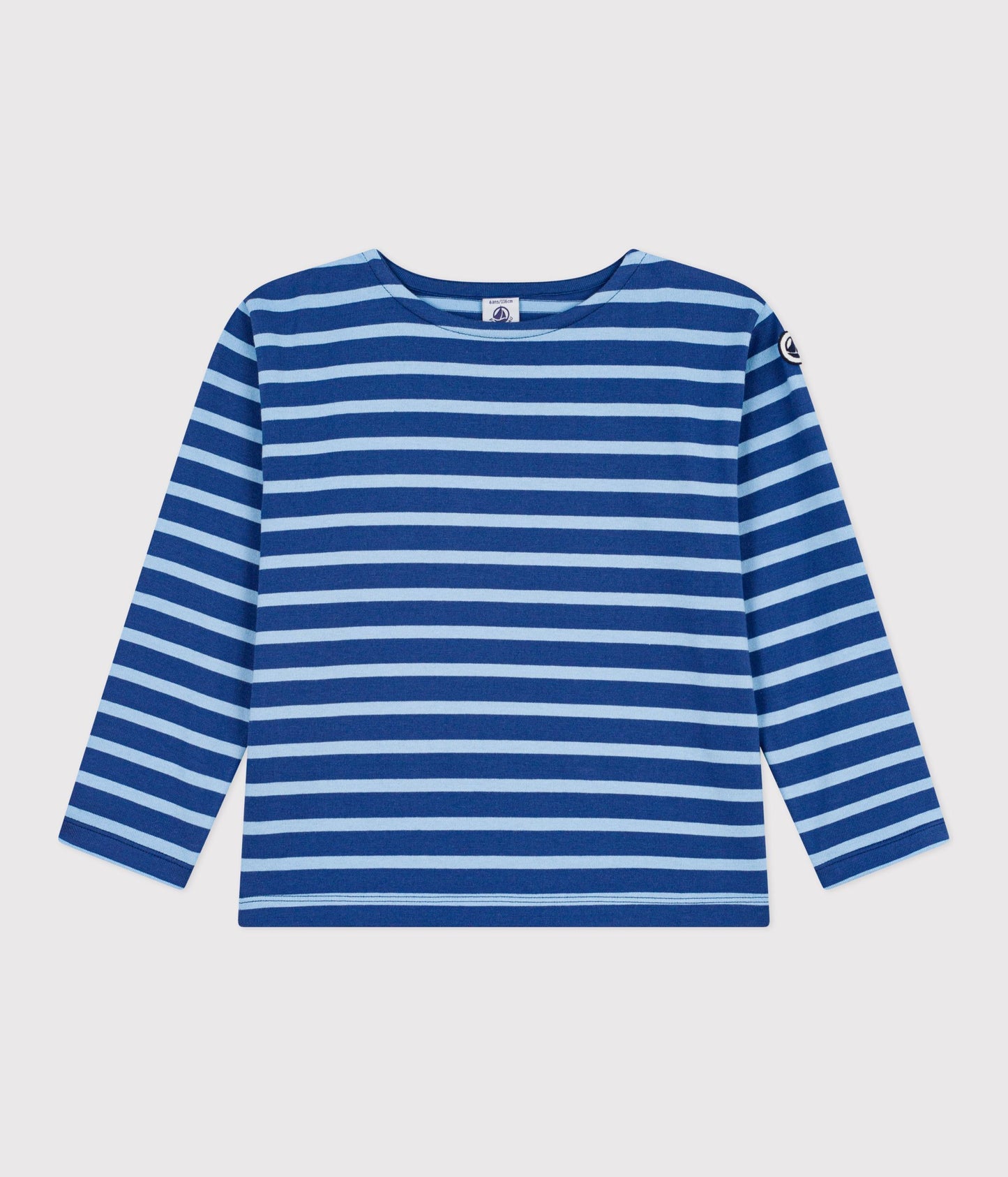 Stribet breton trøje til børn - Blå/Flo blå