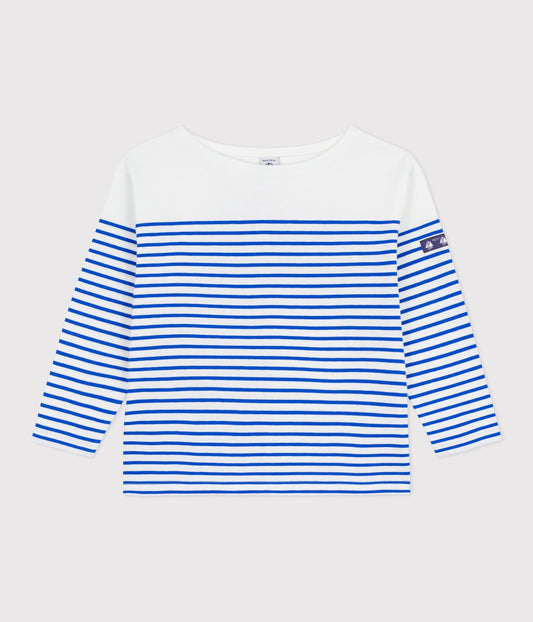 Langærmet t-shirt til drenge - Perseblå striber