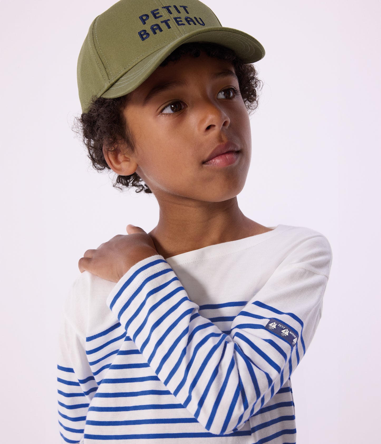 Langærmet t-shirt til drenge - Perseblå striber