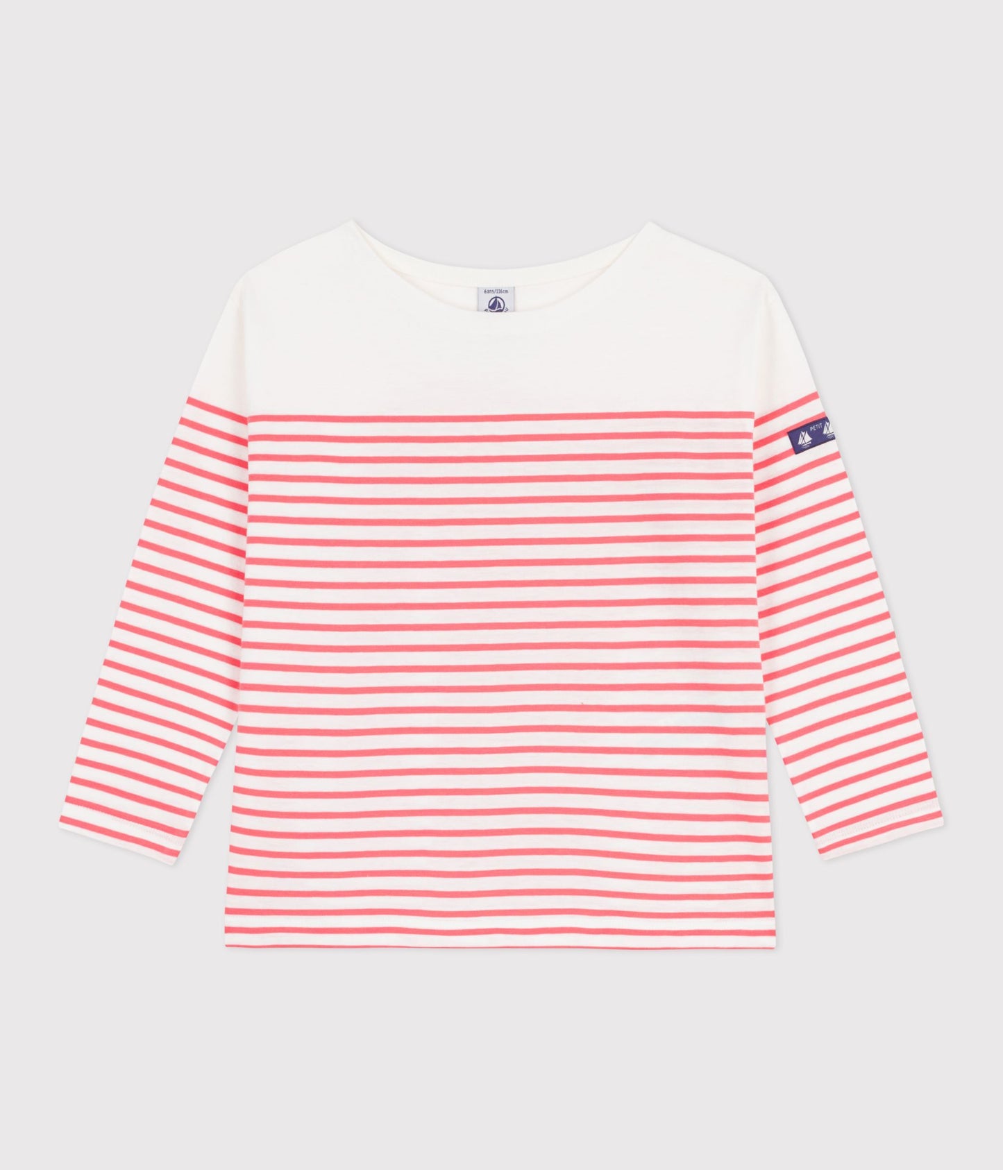 Langærmet t-shirt - Lys koral striber