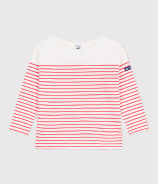 Langærmet t-shirt - Lys koral striber