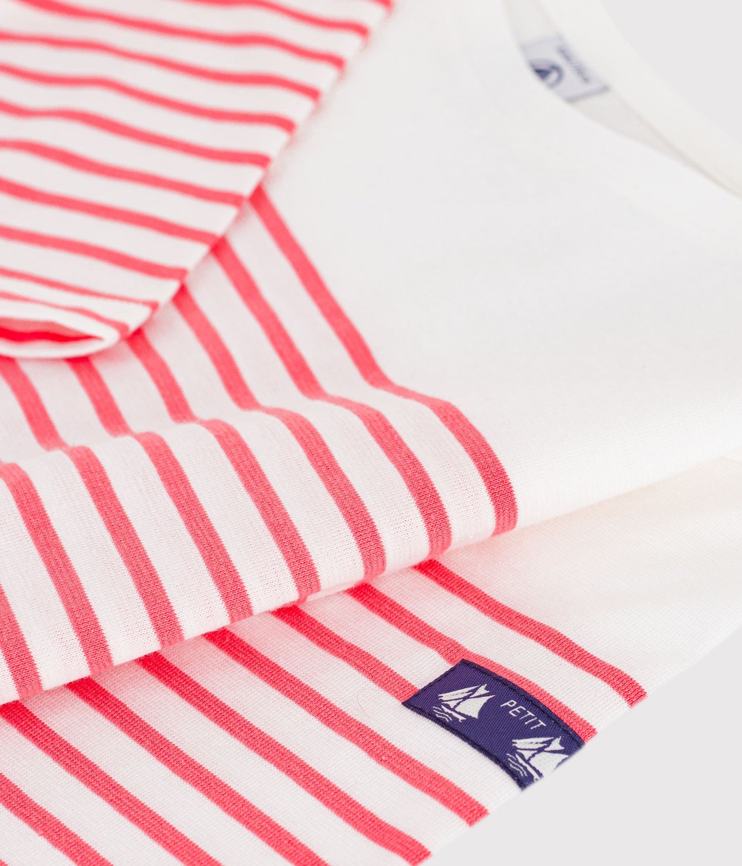 Langærmet t-shirt - Lys koral striber