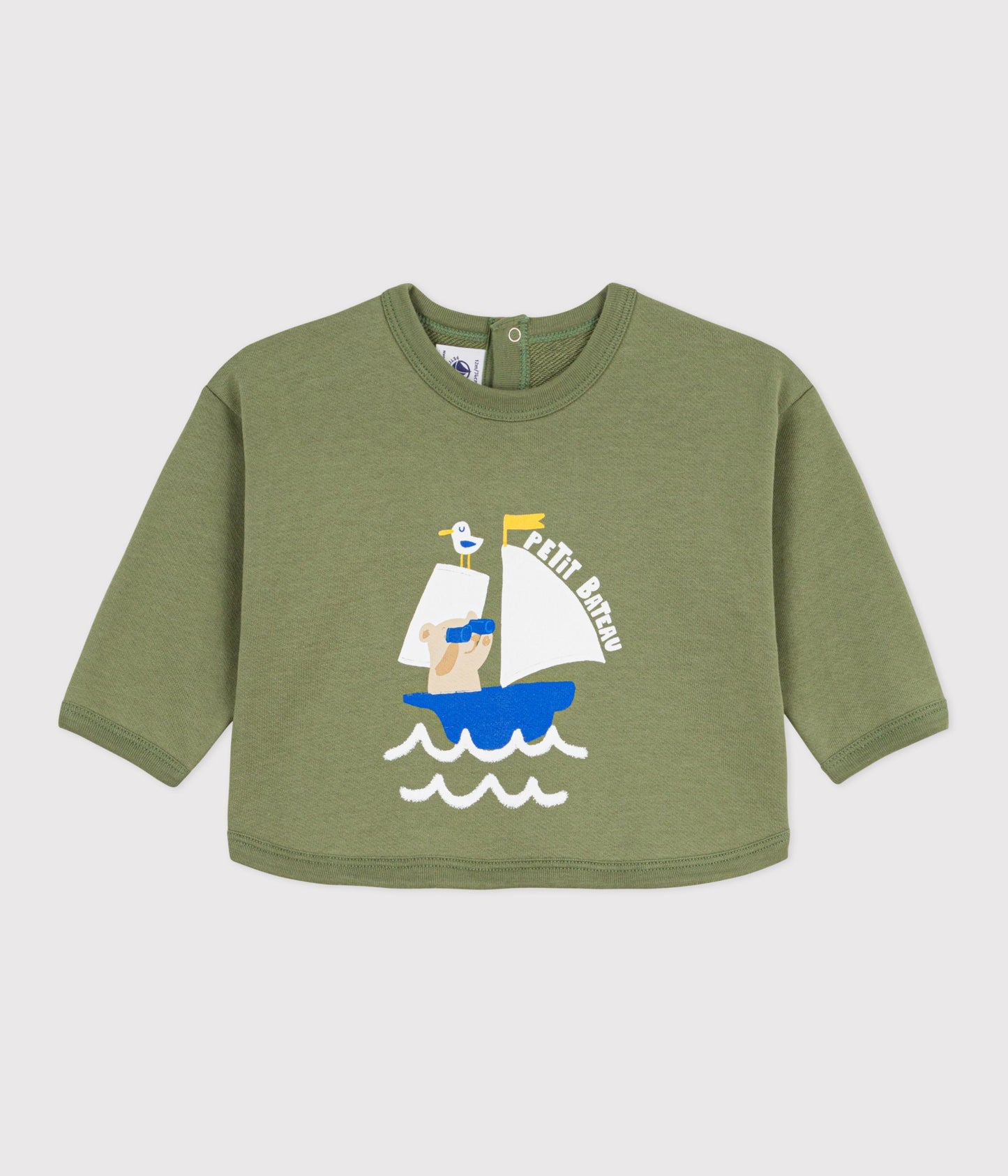 Olivengrøn bomuldssweatshirt til baby