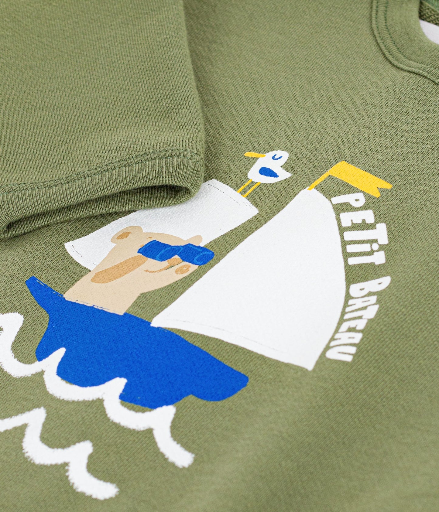 Olivengrøn bomuldssweatshirt til baby