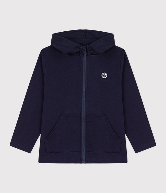 Sweatshirt med hætte og lynlås - smoking blue