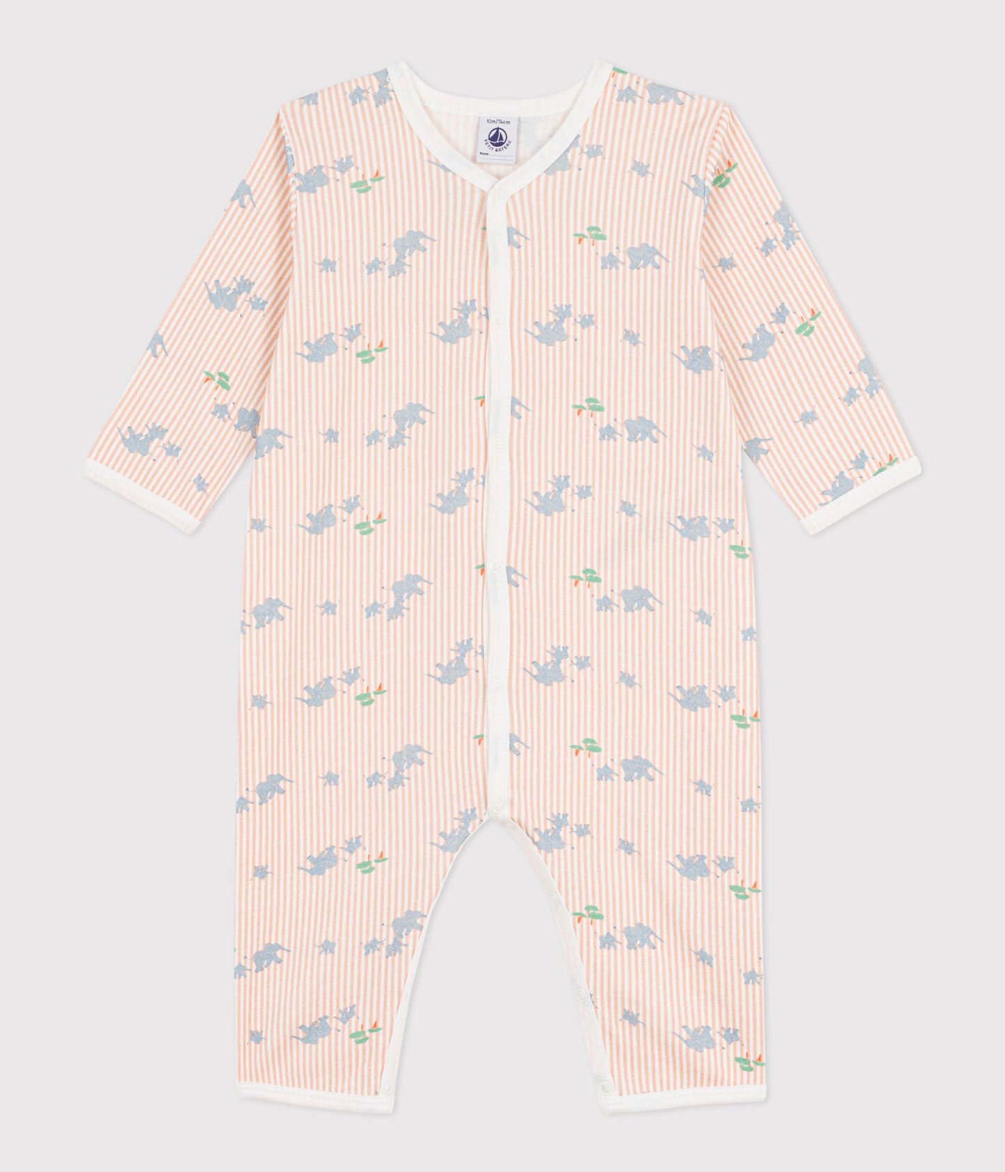 Pyjamas uden fødder - Stribet med små elefanter