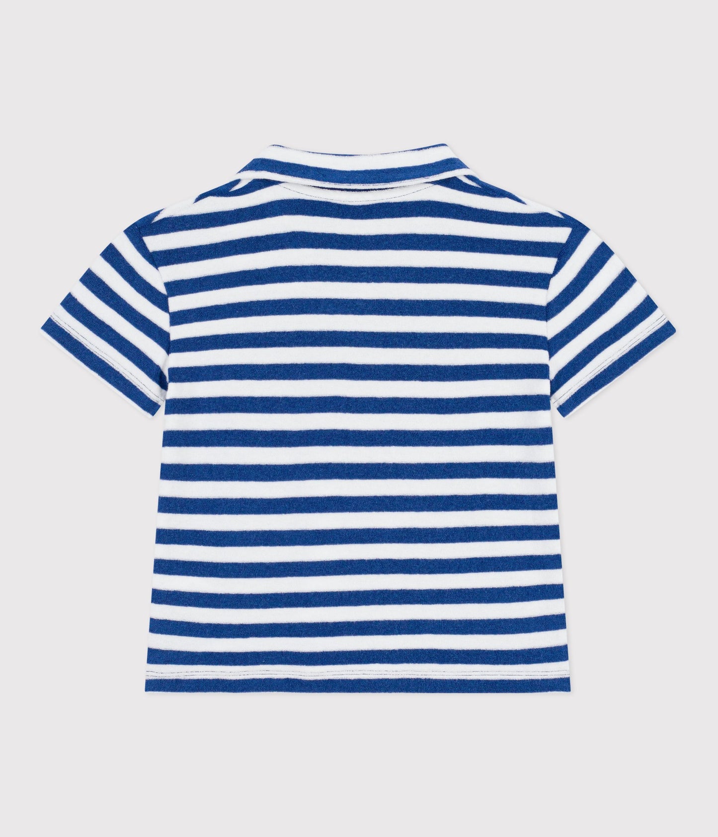 T-shirt i bomuldsfrotté - Hvid/Blå striber
