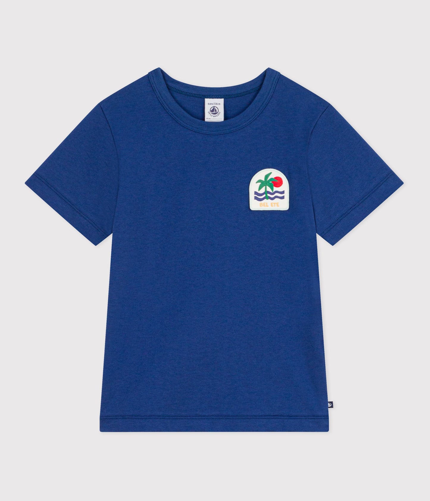 T-shirt til drenge - blå med logo på brystet