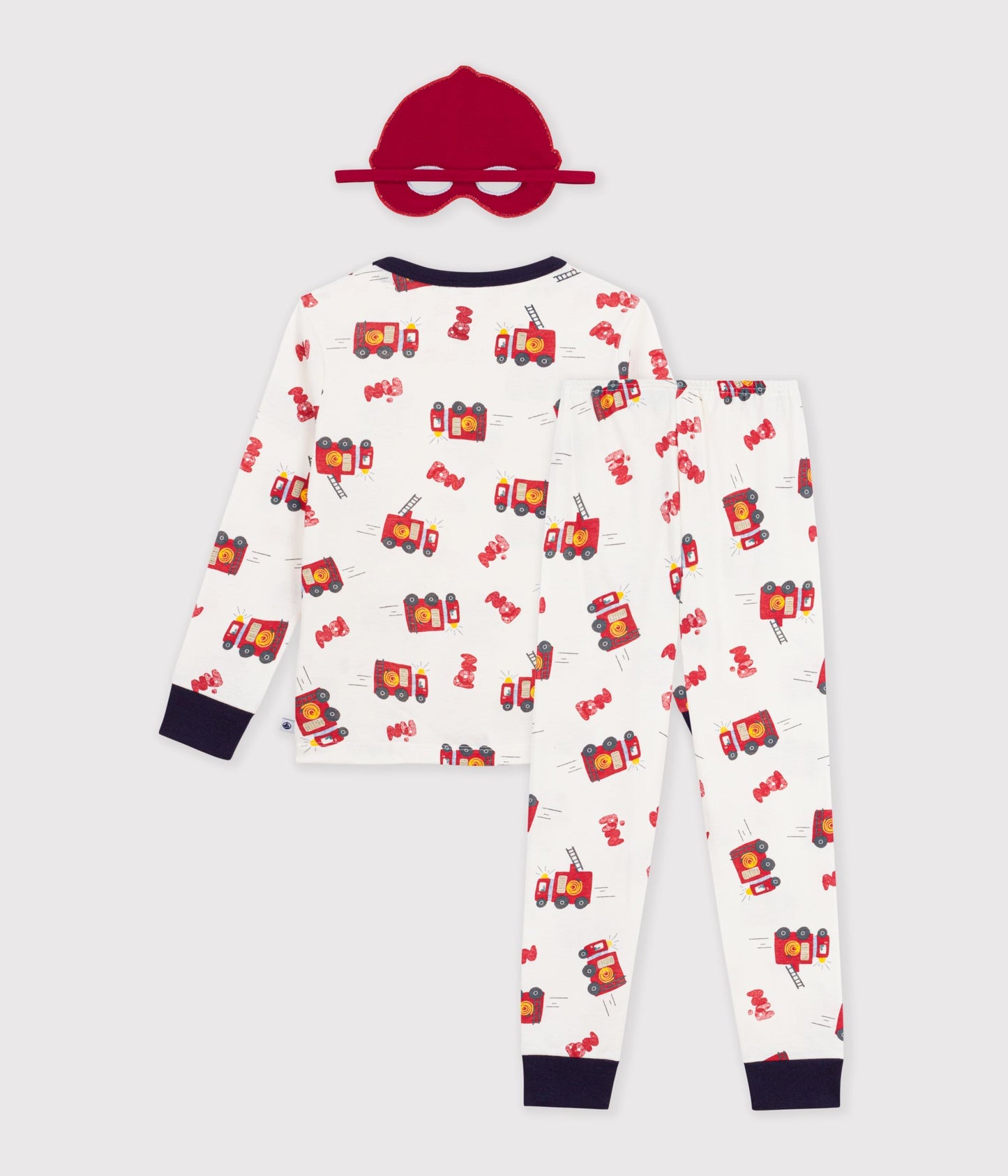 Langærmet pyjamas med brandbiler og maske