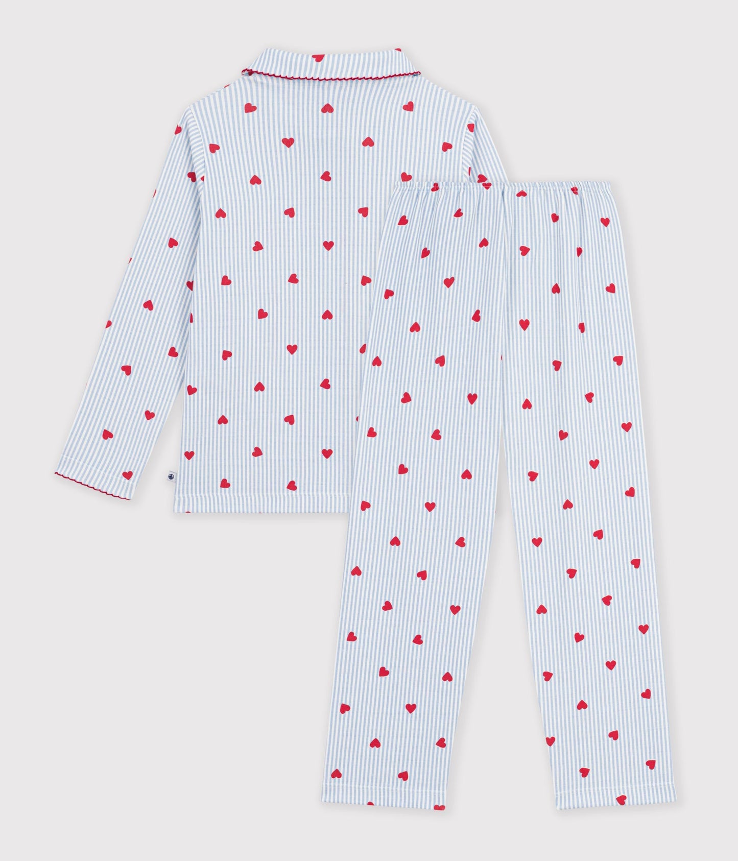 Pyjamas til piger - Blåstribet/røde hjerter