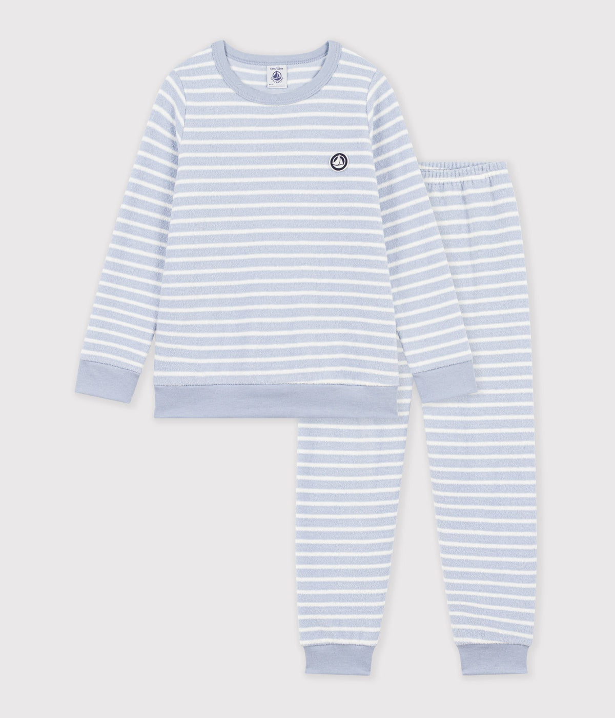 Pyjamas i bomuldsfrotté med striber - POLAIRE/MILK