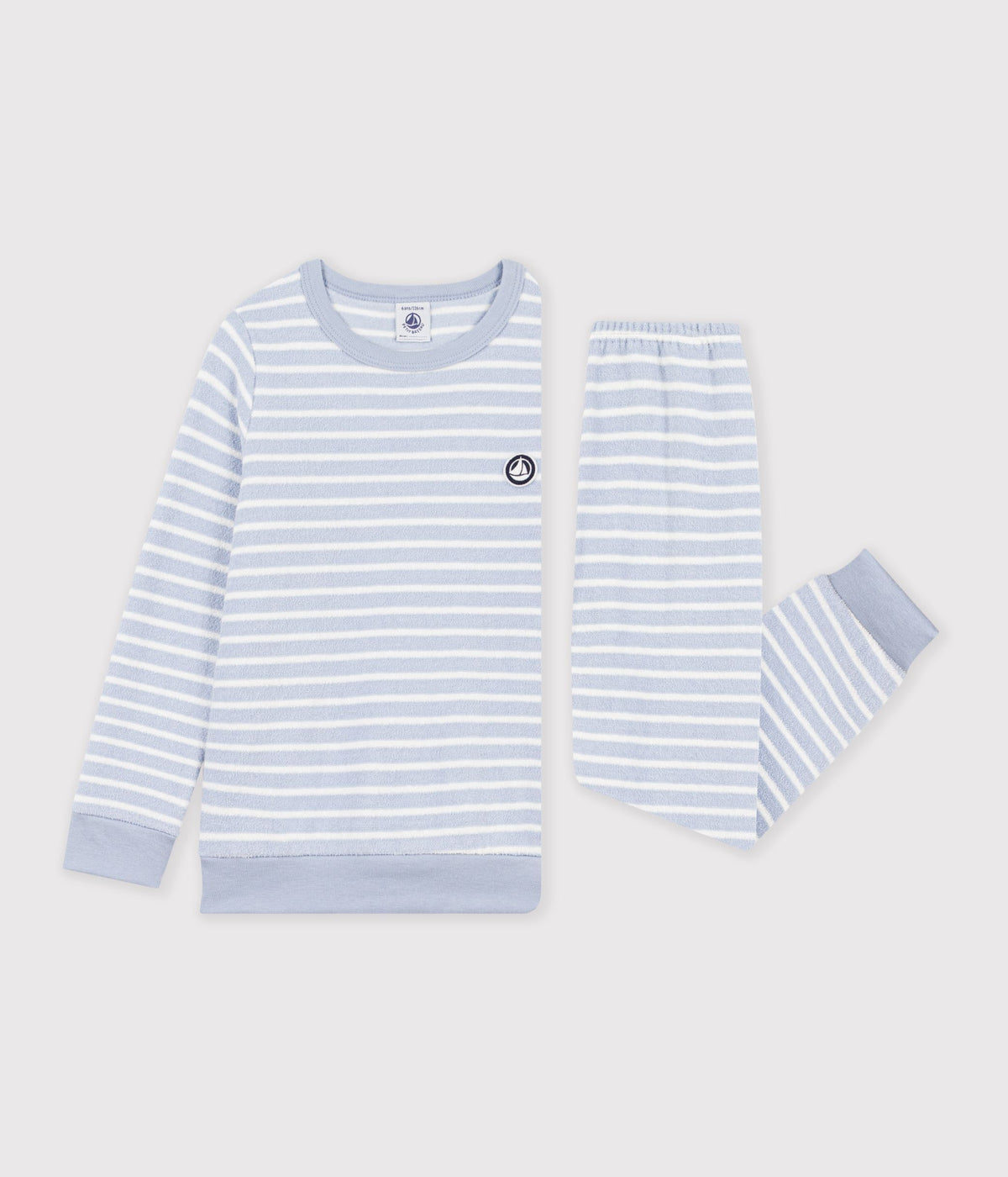 Pyjamas i bomuldsfrotté med striber - POLAIRE/MILK