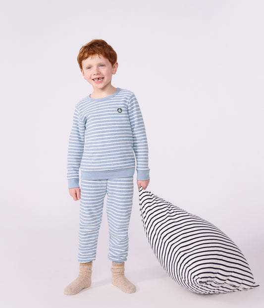 Pyjamas i bomuldsfrotté med striber - POLAIRE/MILK